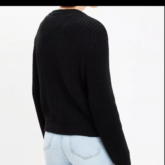 ANN TAYLOR LOFT THICK RIBBED WASHED BLACK PEWTER MILITARY BUTTON CARDIGAN JACKET - Picture 3 of 7